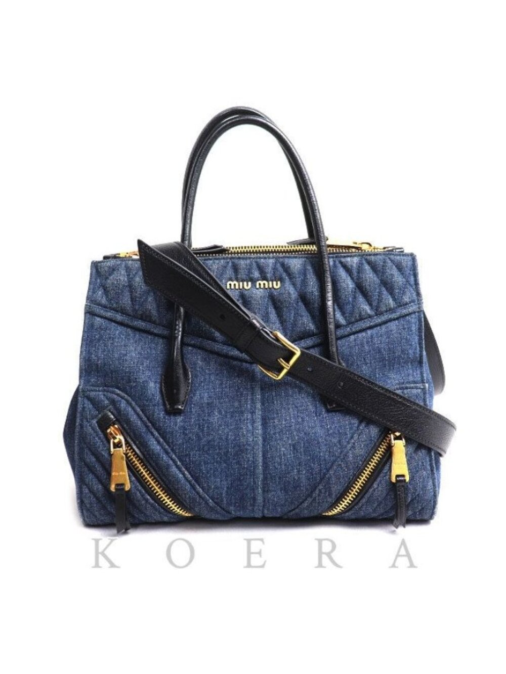 Miu Miu Denim Biker Handbag Blue